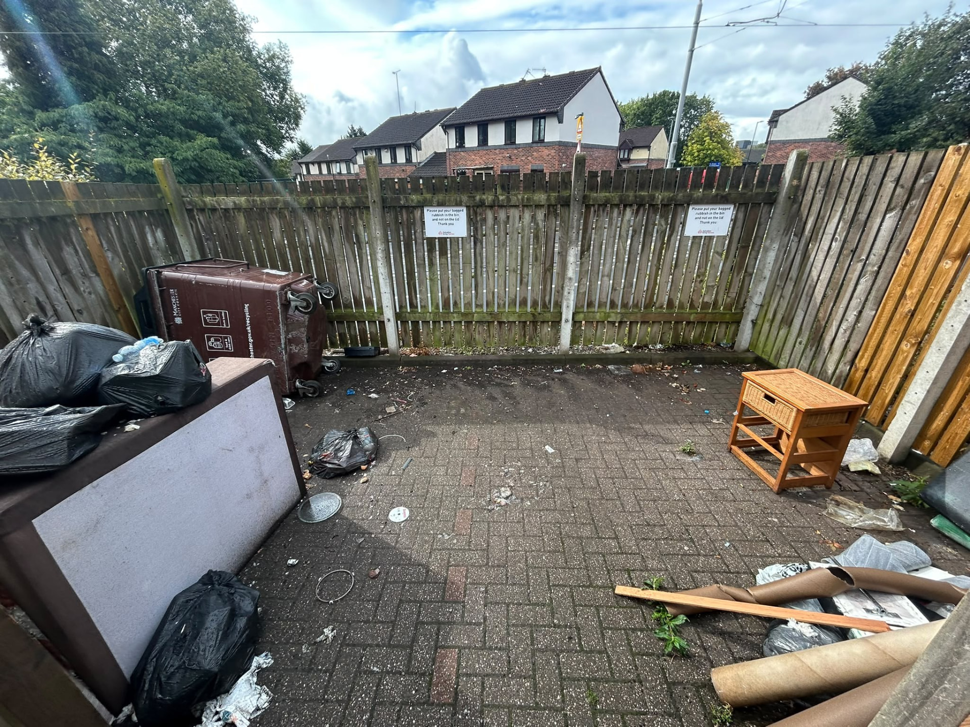 Communal bin store before clearance